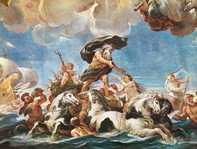 Neptun, detalj (fresco) av Luca Giordano