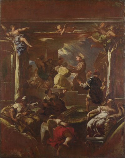 Saint Anthony of Padua gjenoppretter foten til en mann, før 1700. av Luca Giordano