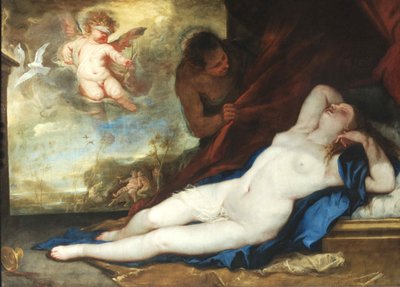 Sovende Venus, Amor og Satyr, ca. 1670. av Luca Giordano