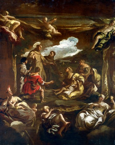 'St. Antonius av Padua helbreder en ung mann', c1654-1705 av Luca Giordano