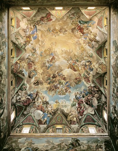 The Celestial Glory and the Triumph of the Habsburgs, fra taket over den store trappen av Luca Giordano