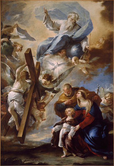 Den hellige familie med lidenskapens symboler, ca. 1660. av Luca Giordano