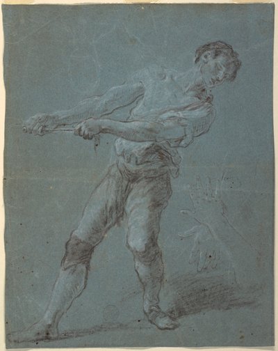 Ung mann trekker et tau av Luca Giordano