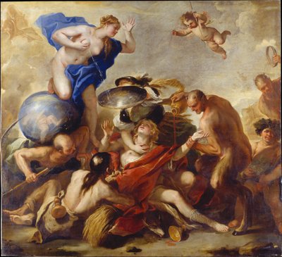 Ung mann fristet av lastene av Luca Giordano
