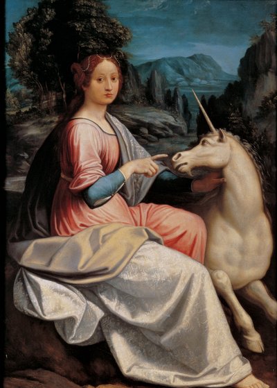 Damen og enhjørningen, 1534-1540. av Luca Longhi