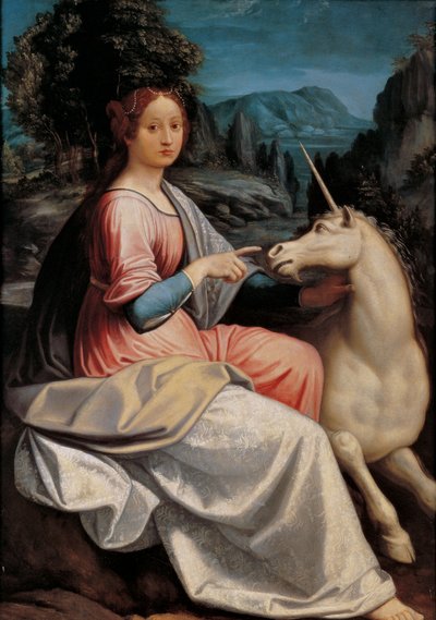 Damen og enhjørningen, 1534-1540. av Luca Longhi
