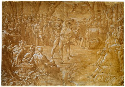 Kampen mellom Entellus fra Sicilia og Dares of Troy, c1544 av Luca Penni