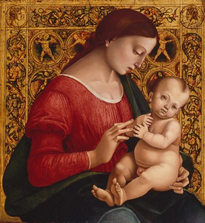 Madonna og barn, ca. 1505-07 (olje og gull på tre) av Luca Signorelli