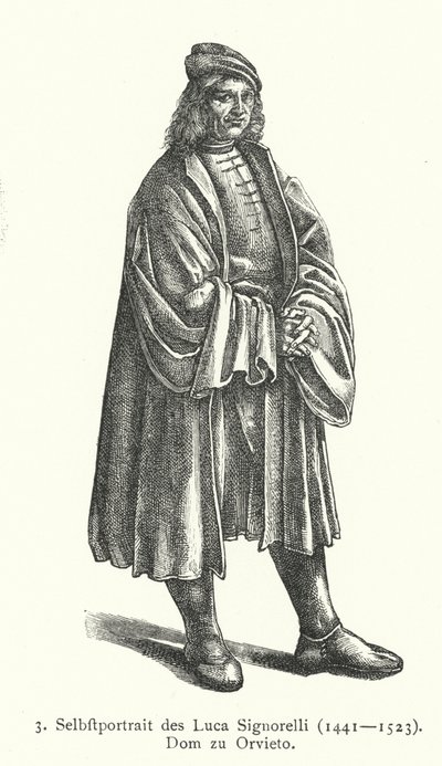 Selvportrett av den italienske renessansekunstneren Luca Signorelli (gravering) av Luca Signorelli