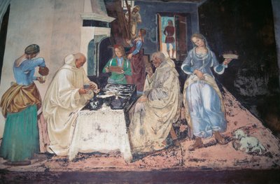 St. Benedict som irettesetter to munker som har brutt regelen, scene fra historiene til St. Benedikt av Monte Oliveto Maggiore av Luca Signorelli