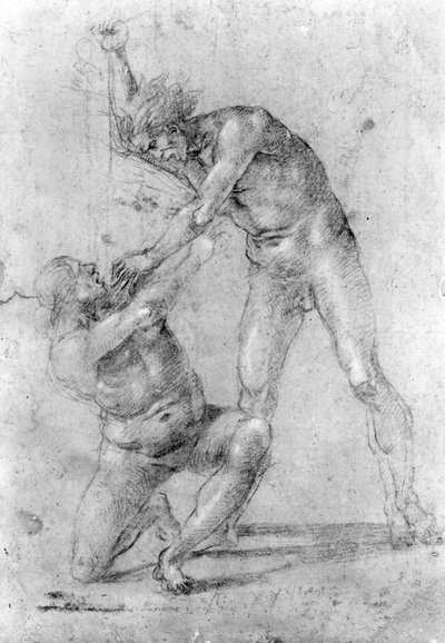 Studie for massakren på de uskyldige (kritt på papir) av Luca Signorelli