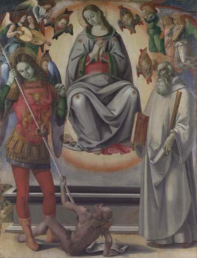 Jomfruens himmelfart med de hellige Michael og Benedikt, ca. 1493-96. av Luca Signorelli