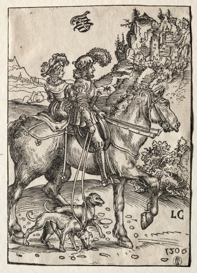 En gentleman og en dame på jakt av Lucas Cranach
