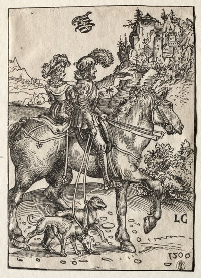 A Gentleman and a Lady Riding to the Chase, 1506. av Lucas Cranach the Elder