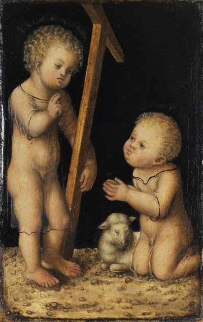 Kristus og døperen Johannes som barn av Lucas Cranach the Elder