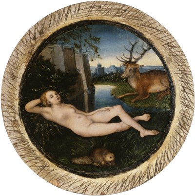 Liggende nymfe av Lucas Cranach the Elder