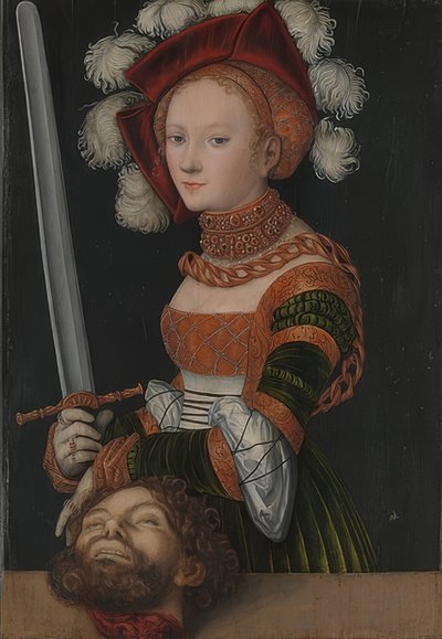 Judith med hodet til Holofernes. Rundt 1530 av Lucas Cranach the Elder
