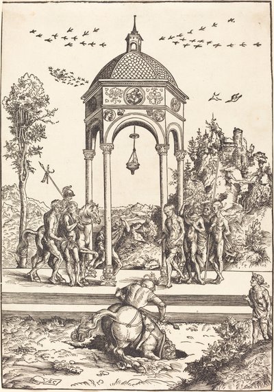 Marcus Curtius stuper inn i kløften av Lucas Cranach the Elder