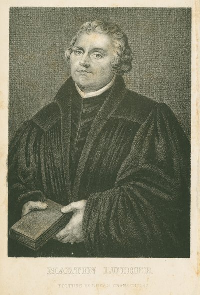 Martin Luther, litografi av James Weber (ca. 1824-86), ca. 1850 av Lucas Cranach the Elder