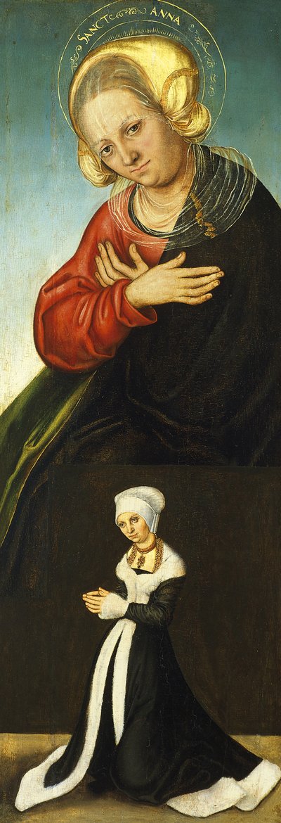 Saint Anne med hertuginnen Barbara av Sachsen som giver, ca 1514 av Lucas Cranach the Elder