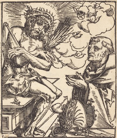 Saint Bernard som tilber sorgens mann av Lucas Cranach the Elder