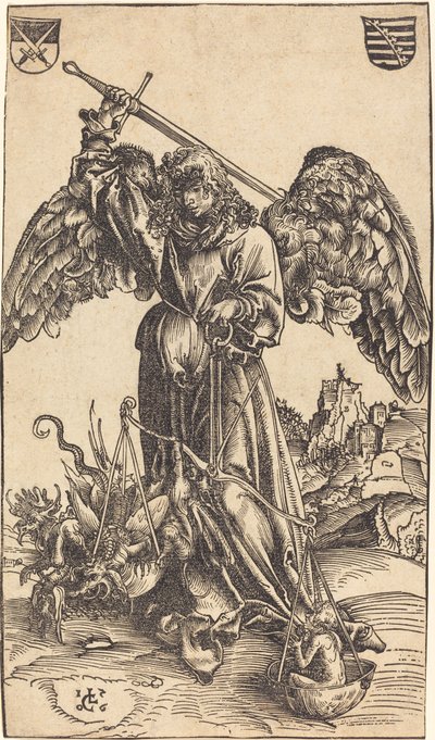 Erkeengelen Michael veier en sjel av Lucas Cranach the Elder
