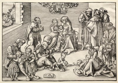 Den hellige familie og slekt. av Lucas Cranach the Elder