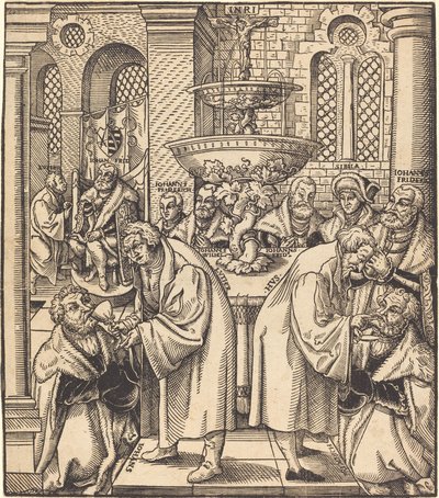 Reformatorene Luther og Hus gir nattverd til fyrstene av huset i Sachsen av Lucas Cranach the Elder