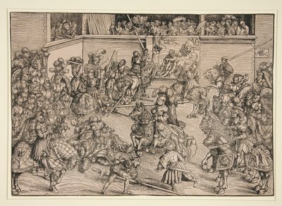 Den andre turneringen (med teppet til Samson og løven) av Lucas Cranach the Elder