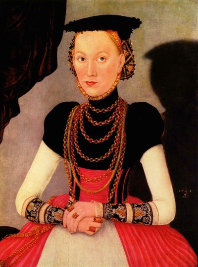 Kvinnelig portrett / Portrett av en kvinne (en Hoffmann av fødsel fra Leipzig) av Lucas Cranach the Younger