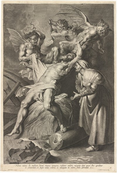 Job plaget av demoner og misbrukt av sin kone av Lucas Emil Vorsterman after Sir Peter Paul Rubens