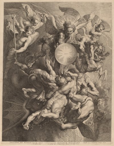 The Rebel Angels Fall av Lucas Emil Vorsterman after Sir Peter Paul Rubens