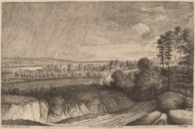 Regnfullt landskap av Lucas Emil Vosterman, after Lodewijk de Vadder