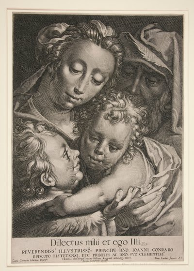 Den hellige familie med Saint John av Lucas Kilian