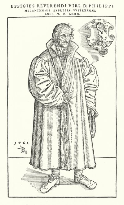 Philipp Melanchthon , tysk protestantisk reformator (gravering) av Lucas The Younger (after) Cranach