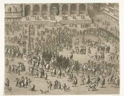 Proklamasjon i Gent av Charles II av Spania som greve av Flandern (ark 5), 1666 av Lucas Vorsterman (II)