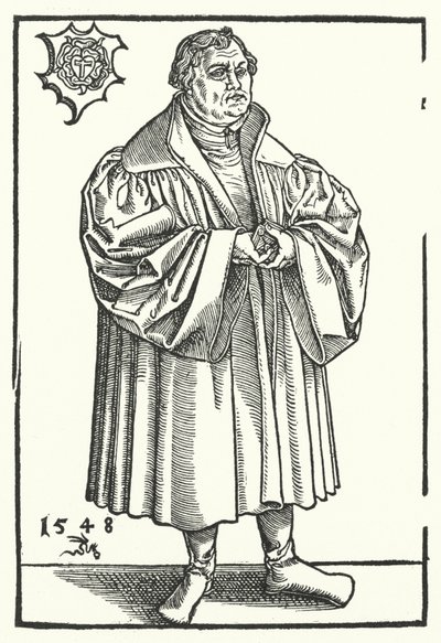 Den tyske protestantiske reformatoren Martin Luther senere i livet (gravering) av Lucas the Elder (after) Cranach