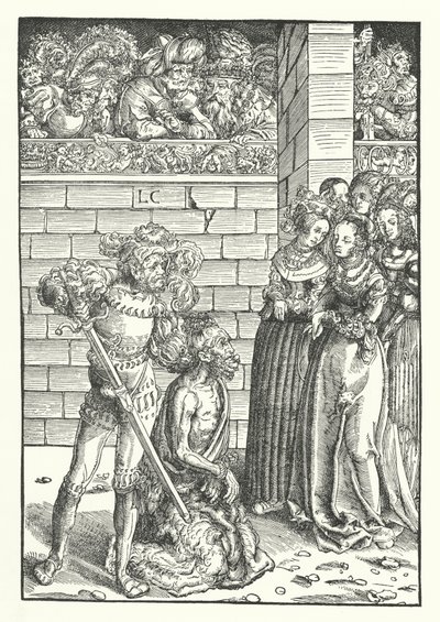Halshuggingen av døperen Johannes (gravering) av Lucas the Elder (after) Cranach