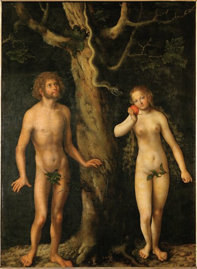 Adam og Eva (maleri på tre) av Lucas the Elder Cranach