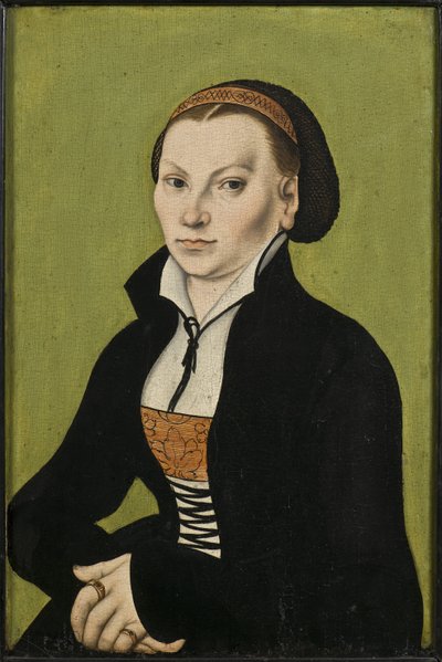 Catherine de Bore, epouse av Martin Luther - Portrett av Katharina Luther, født Katharina von Bora (1499-1552), av Cranach, Lucas, den eldste (1472-1553). Olje på tre av Lucas the Elder Cranach