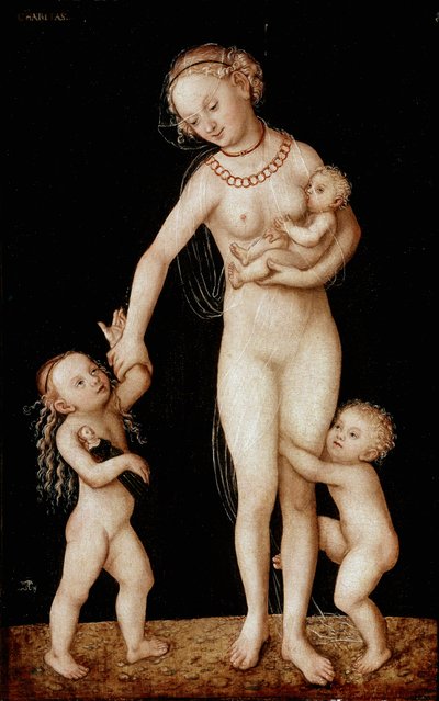 Veldedighetsmaleri av Lucas Cranach den eldste (1472-1553) Søn. 56x36 cm London, Nasjonalgalleriet av Lucas the Elder Cranach