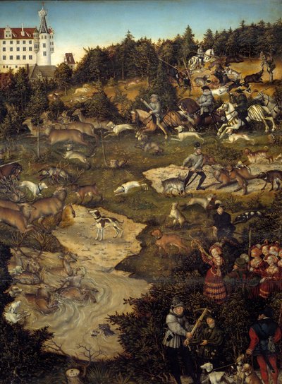 Jakt til ære for Karl V på Torgau slott (Tyskland). Detalj. Maleri av Lucas Cranach (1472-1553) av Lucas the Elder Cranach
