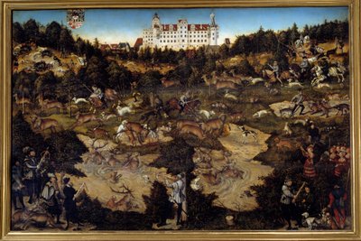 Jakt til ære for Karl V på Torgau slott (Tyskland). Maleri av Lucas Cranach den eldste (1472-1553) av Lucas the Elder Cranach