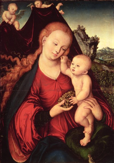 Madonna og barn (olje på panel) av Lucas the Elder Cranach