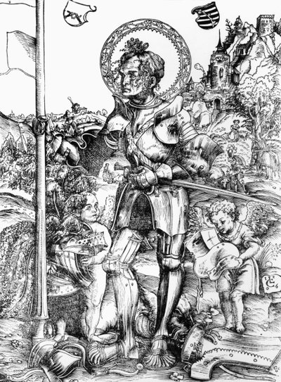 St. George (tresnitt) (s/hvitt-bilde) av Lucas the Elder Cranach