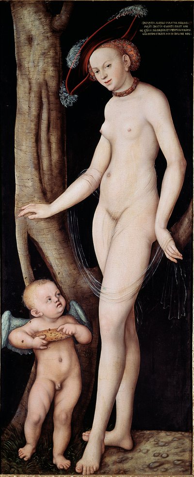 Venus og Amor (Aphrodite og Eros) Maleri av Lucas Cranach den eldste (1472 - 1553) av Lucas the Elder Cranach