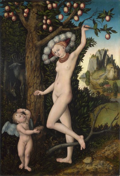 Venus og Amor, ca. 1525 (olje på tre) av Lucas the Elder Cranach