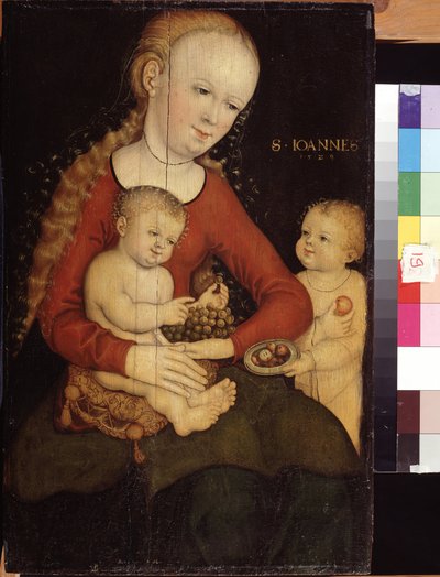 ""Madonna og barn med Saint John The Baptist Child"" (Jomfru og barn med Johannes døperen som en gutt) Maleri av Lucas Cranach den eldste (1472-1553) 1500-tallets Pushkin-museum, Moskva av Lucas the Elder Cranach