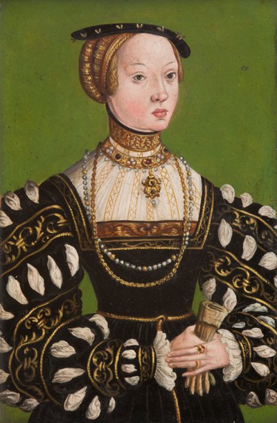 Elizabeth av Østerrike (1526–1545), ca. 1551 (olje på kobber) av Lucas the Younger (school of) Cranach