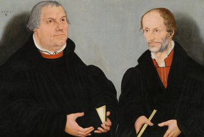 Martin Luther (1483-1546) og Philipp Melanchthon (1497-1560) av Lucas the Younger Cranach